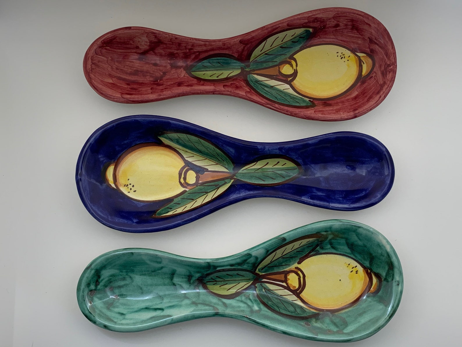 Italian Ceramic Spoon Rest decorated Lemon Made in Italy Etsy