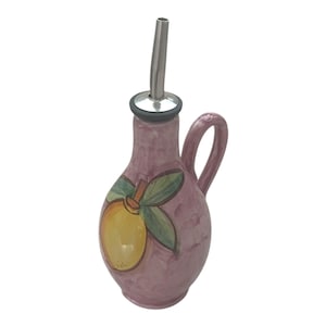 Ceramic Olive Oil Bottle | Italian Pottery | Oil Decanter Lemon Design | Cruet Made in Italy