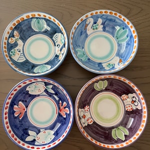 Handmade Italian Ceramic Bowls Set: Vietri Style Animal Plates