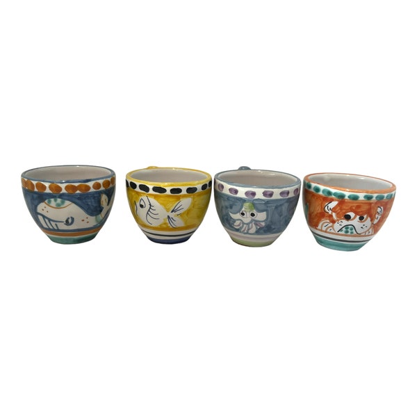 Espresso Cup Set of 4 | Vietri Style Ceramic Cups | 2 oz Italian Coffee Cups| Coffee lover gift set | Made in Italy Pottery