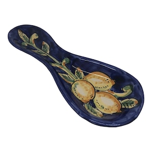 Italian Ceramic Spoon Rest decorated Lemon Made in Italy