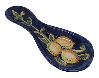 Italian Ceramic Spoon Rest decorated Lemon Made in Italy