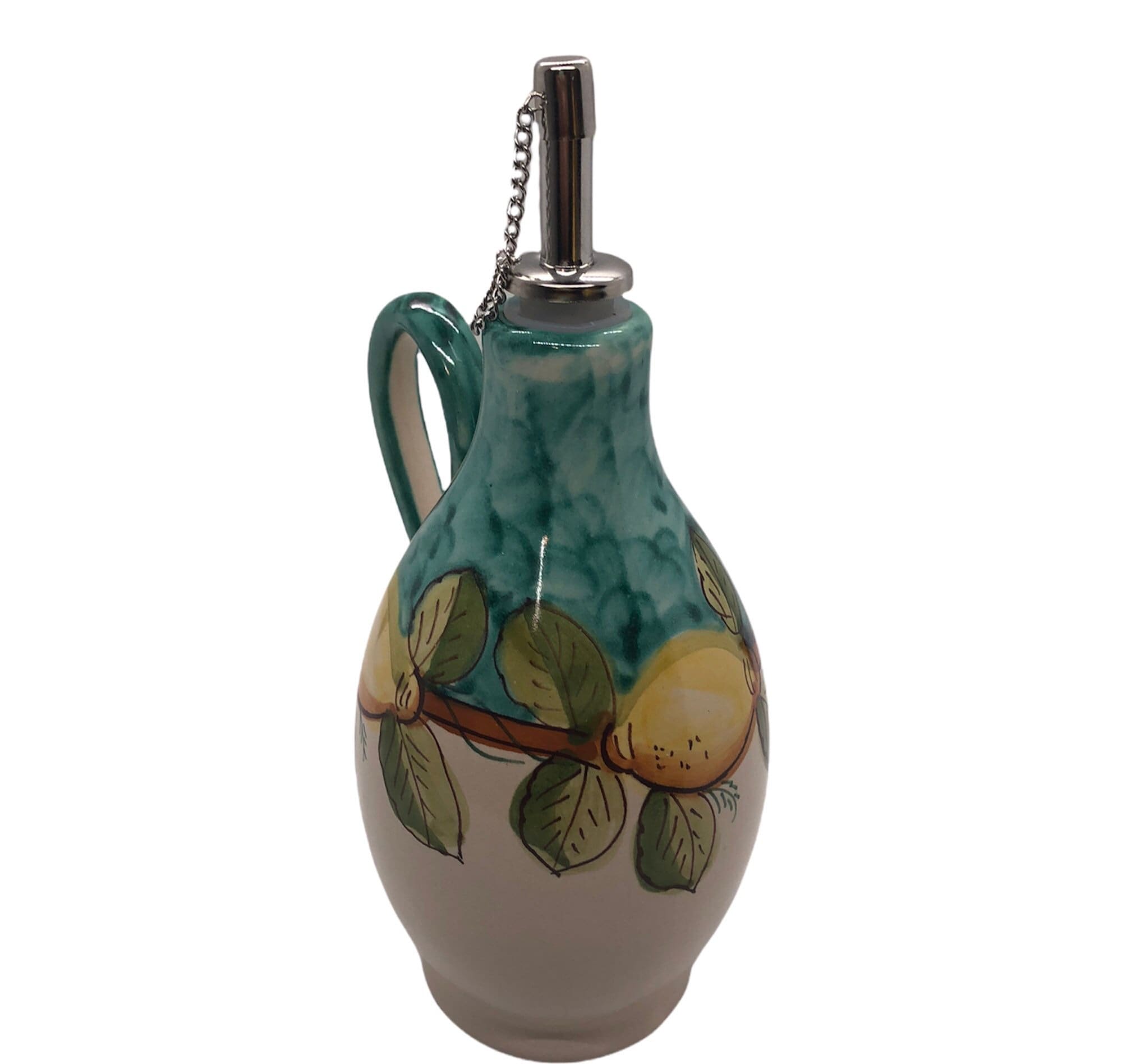 Keramik Olivenöl Flasche | Italienische Keramik | Öl Karaffe Lemon Design | Menage Made in Italien