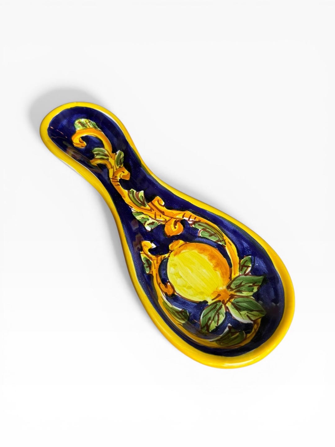 Italian Ceramic Spoon Rest, Hand Painted Lemon Spoon Rest, Made in ...