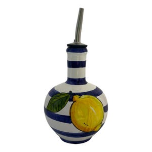 Hand-Painted Ceramic Olive Oil Bottle: Italian Lemon Cruet