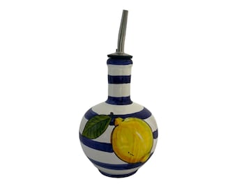 Hand-Painted Ceramic Olive Oil Bottle: Italian Lemon Cruet