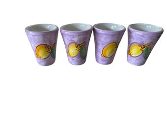 Hand-Painted Limoncello Shot Glass Set: Italian Ceramic Liqueur Cups