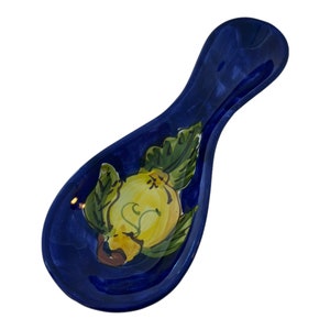 Italian Ceramic Spoon Rest decorated Lemon Made in Italy