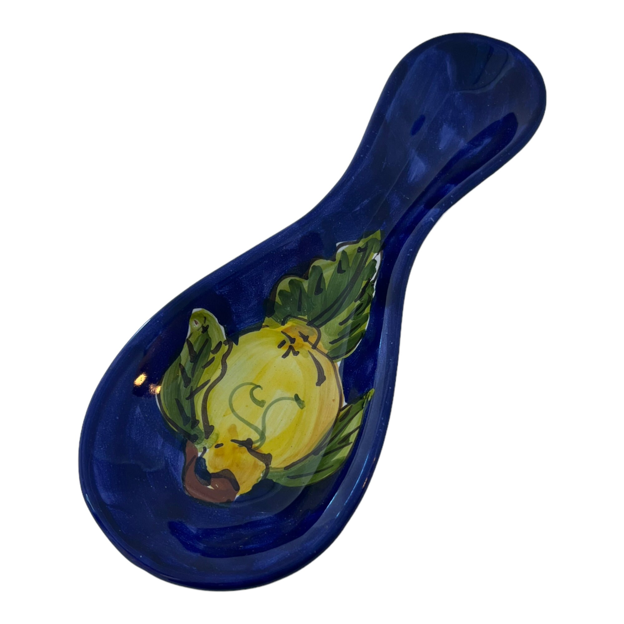 Italian Ceramic Spoon Rest decorated Lemon Made in Italy