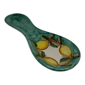 Italian Ceramic Spoon Rest decorated Lemon Made in Italy