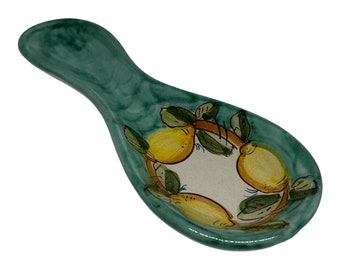 Italian Ceramic Spoon Rest decorated Lemon Made in Italy