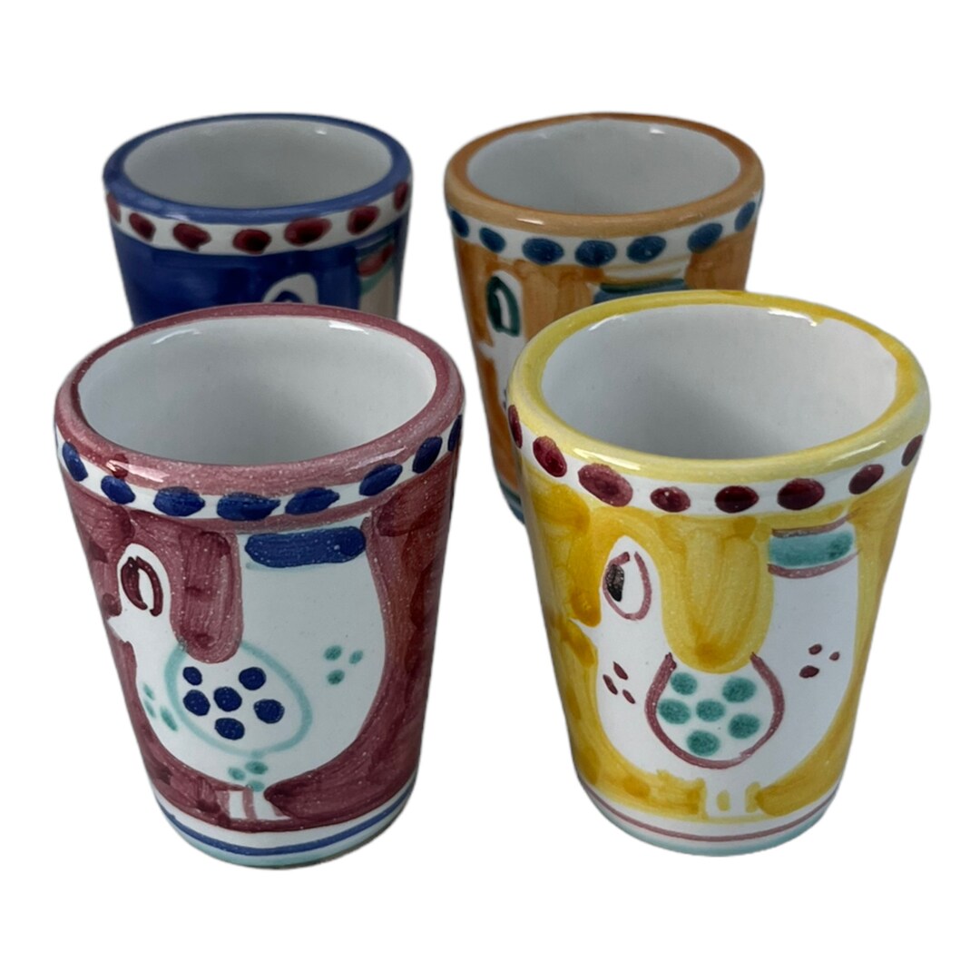 Limoncello Glass Set of 4 Vietri Style Cups Homemade Limoncello Gift