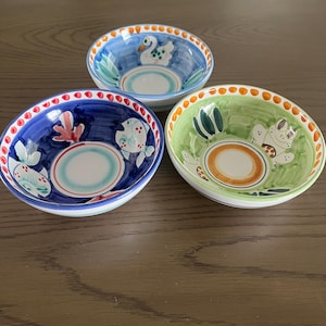 Handmade Italian Ceramic Bowls: Animal Plates, Set of 3