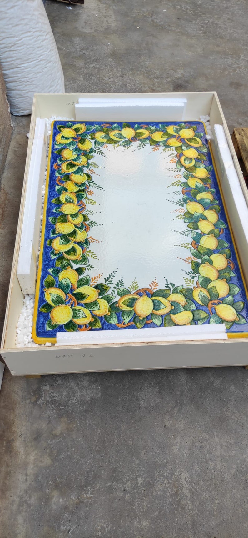 Italian Volcanic Outdoor Table With Iron Base Lemon Decorated Etsy