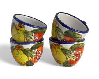 Conjunto de 4 xícaras de café expresso italianas, 60 ml | Pintadas à mão com limão e romã