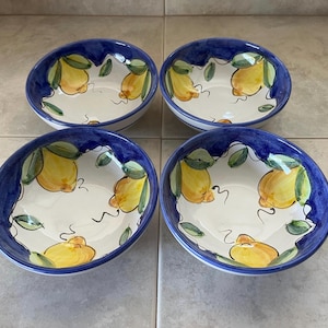 Ceramic Lemon Bowls Set: Italian Pottery, Handmade in Italy, 6&quot; Bowls