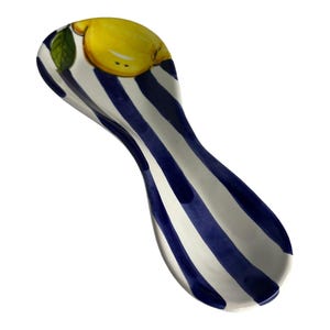 Italian Ceramic Spoon Rest decorated Lemon Made in Italy