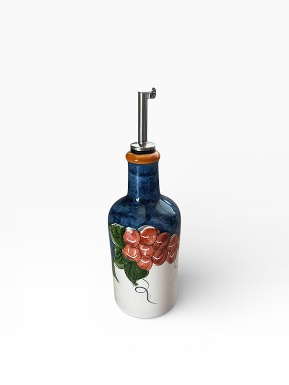 Keramik Olivenöl Flasche | Italienische Öl Karaffe | Menage mit Früchten | Keramik Made in Italien