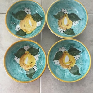 Ceramic Lemon Bowls Set: Italian Pottery, Handmade in Italy