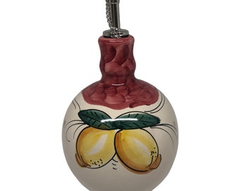 Ceramic Olive Oil bottle with Grapes and Lemons Decanter,EVOO cruet Made in Italy pottery