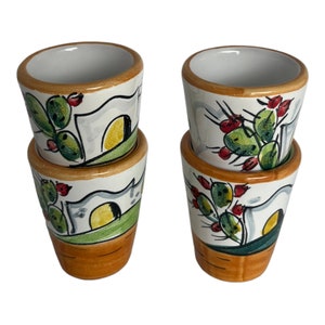 Hand Painted Ceramic Limoncello Shot Glasses - Vietri Italy, Set of 4