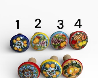 イタリア製陶器製ワインストッパー：手描き陶器