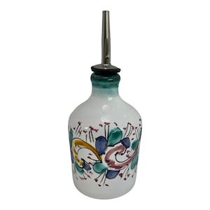 Hand-Painted Ceramic Oil Bottle: Italian Pottery Cruet