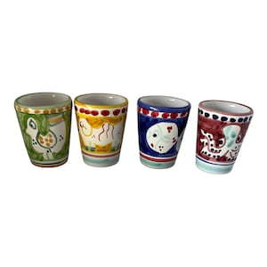 Hand-Painted Limoncello Shot Glass Set: Vietri Style Italian Pottery