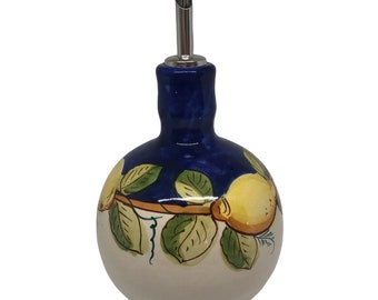 Ceramic Olive Oil bottle, Decanter,EVOO cruet Made in Italy pottery