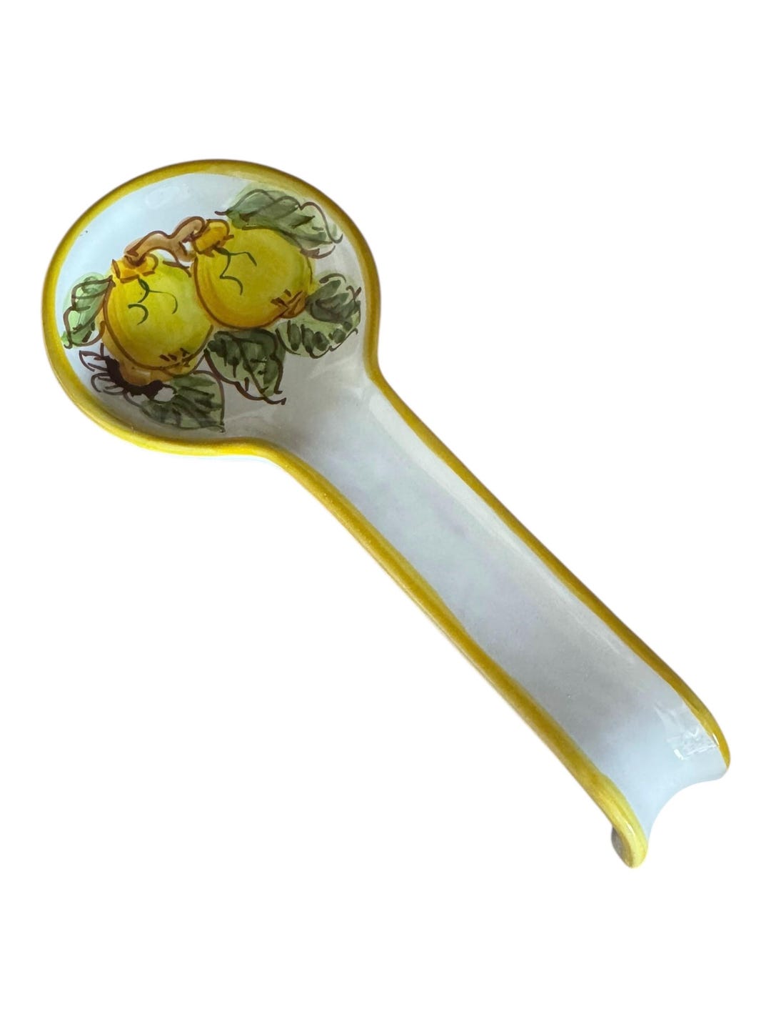 Italian Lemon Spoon Rest | Hand Painted Ceramic, Blue or Yellow Rim ...