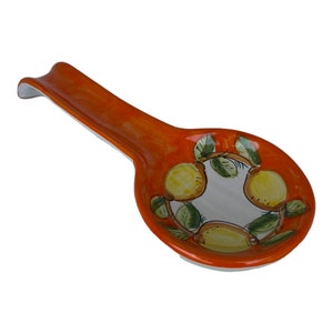 Italian Ceramic Spoon Rest decorated Lemon Made in Italy