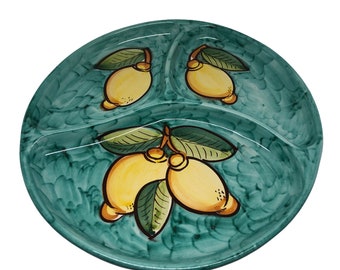 Italian Ceramic Serving platter dinner plate decorated Lemon Made in Italy Pottery
