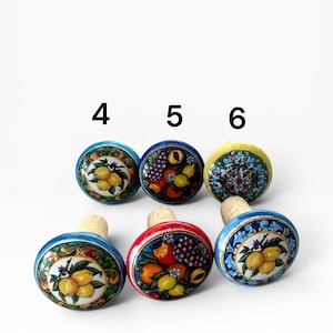 Italian Ceramic Wine Stopper: Hand-Painted Pottery