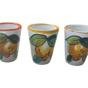 Hand-Painted Ceramic Limoncello Shot Glass Set - Made in Italy