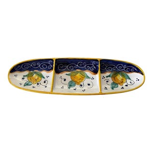 Ceramic Oval Platter | Vietri Style Pottery |Appetizer Plate | Oval Tray | Wall Decor with Lemons | Pottery Made in Italy | Italian Gifts