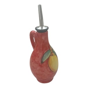 Ceramic Olive Oil Bottle | Italian Pottery | Oil Decanter Lemon Design | Cruet Made in Italy