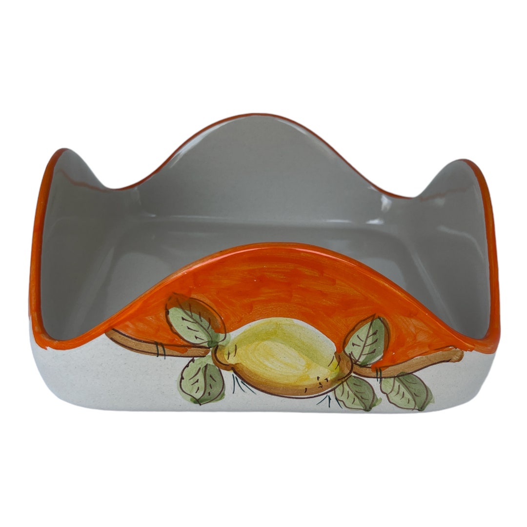 Italian Ceramic Napkin Holder Lemon Etsy