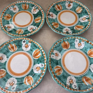 Handmade Italian Ceramic Dinnerware Set: Vietri Style Chicken Design