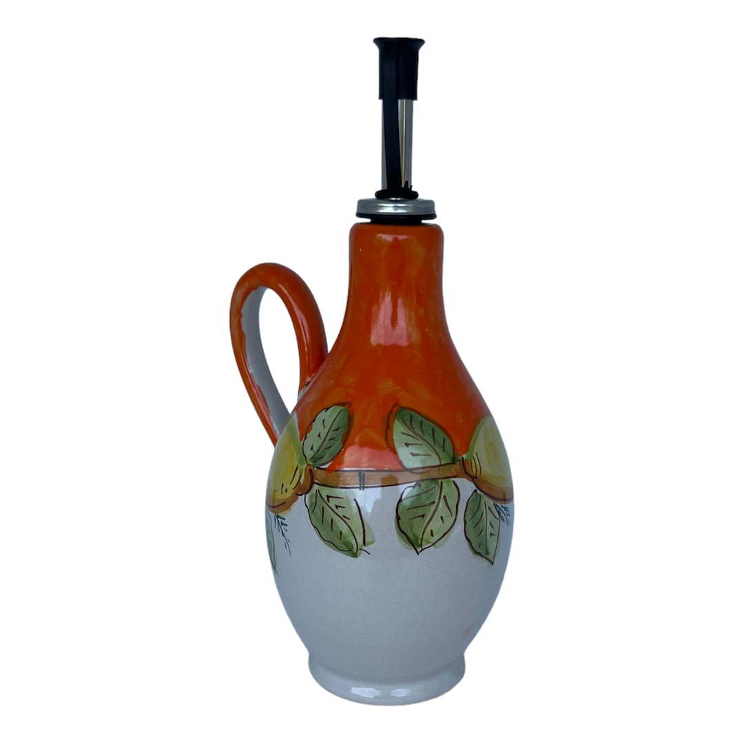 Ceramic Olive Oil Bottle Italian Pottery Oil Decanter Etsy