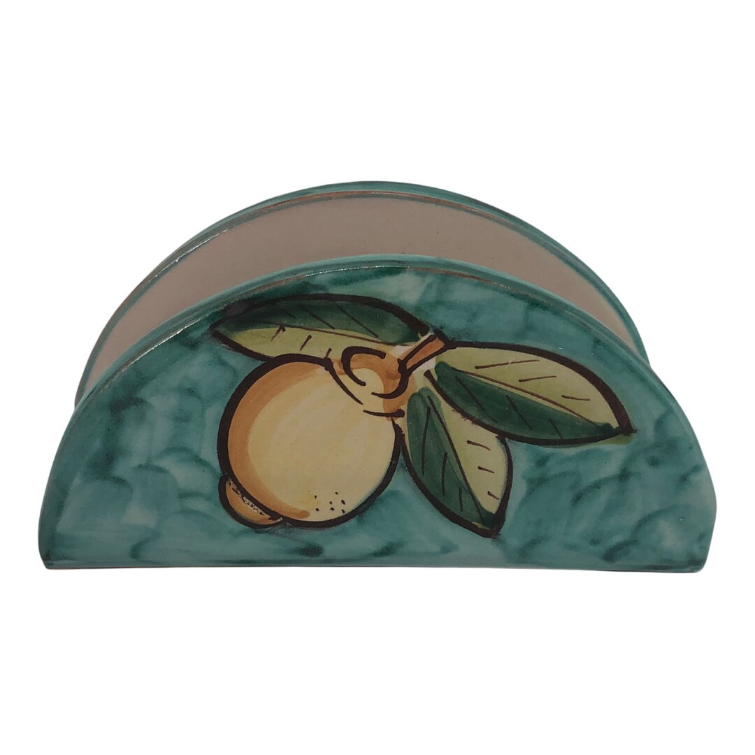 Italian Ceramic Napkin Holder Decorated Lemon Made in Italy Etsy
