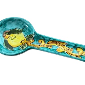 Ceramic Spoon Rest | Lemon Tableware | Spoon Rest with Lemon Motif | Made in Italy | Wall Mountable Spoon Rest | Wall Decor