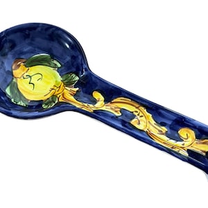Ceramic Spoon Rest | Lemon Tableware | Spoon Rest with Lemon Motif | Made in Italy | Wall Mountable Spoon Rest | Wall Decor