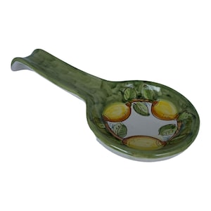 Italian Ceramic Spoon Rest decorated Lemon Made in Italy