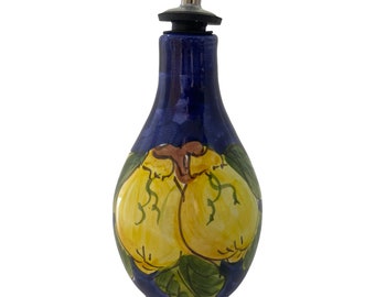 Ceramic Olive Oil Bottle | Italian Pottery | Oil Decanter Lemon Design | Cruet Made in Italy
