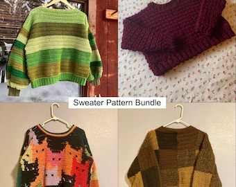 Sweater Pattern Bundle / Patchwork / Cat / Basic / Bonnie