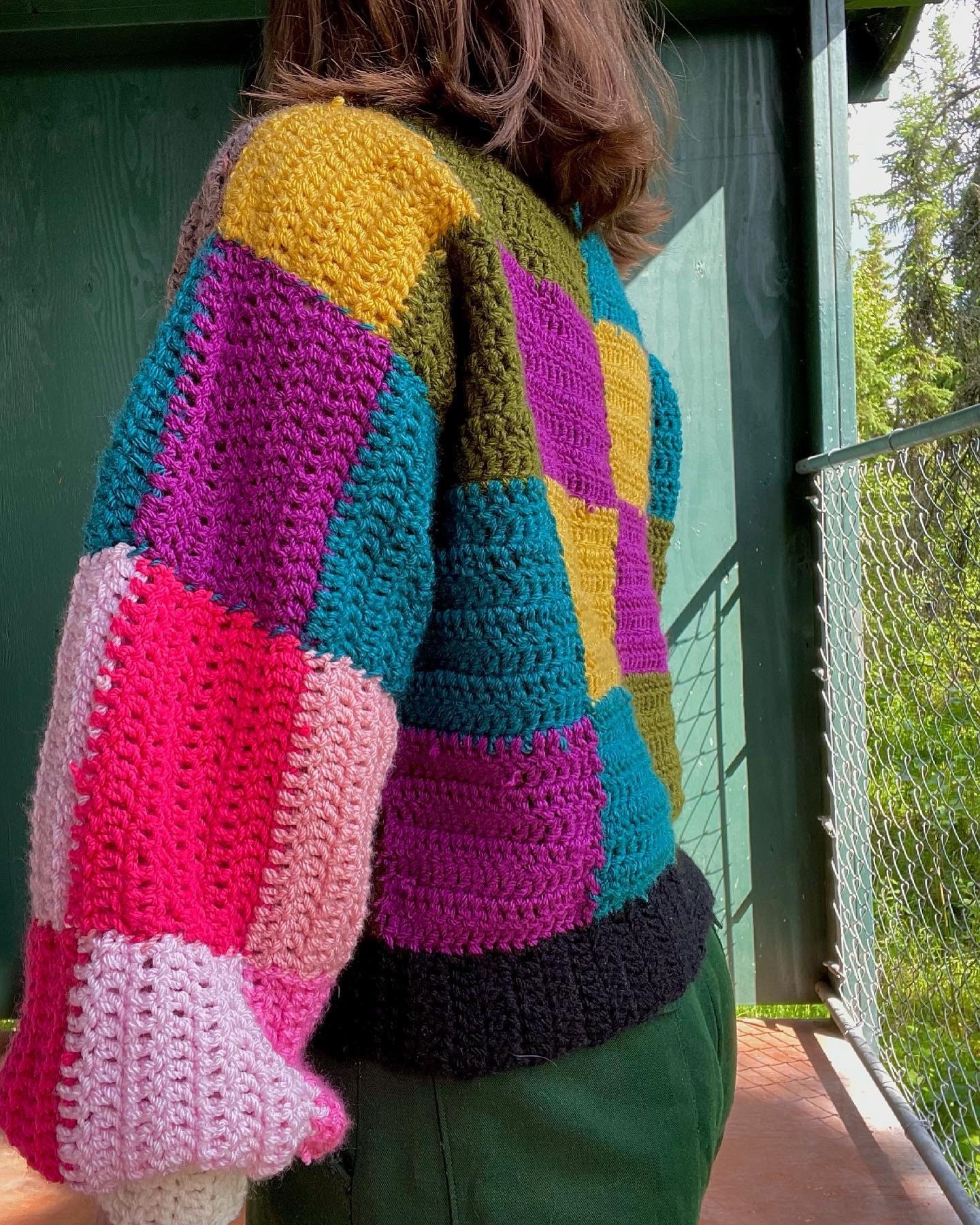 M/L Patchwork Pullover Sweater Crochet - Etsy Australia