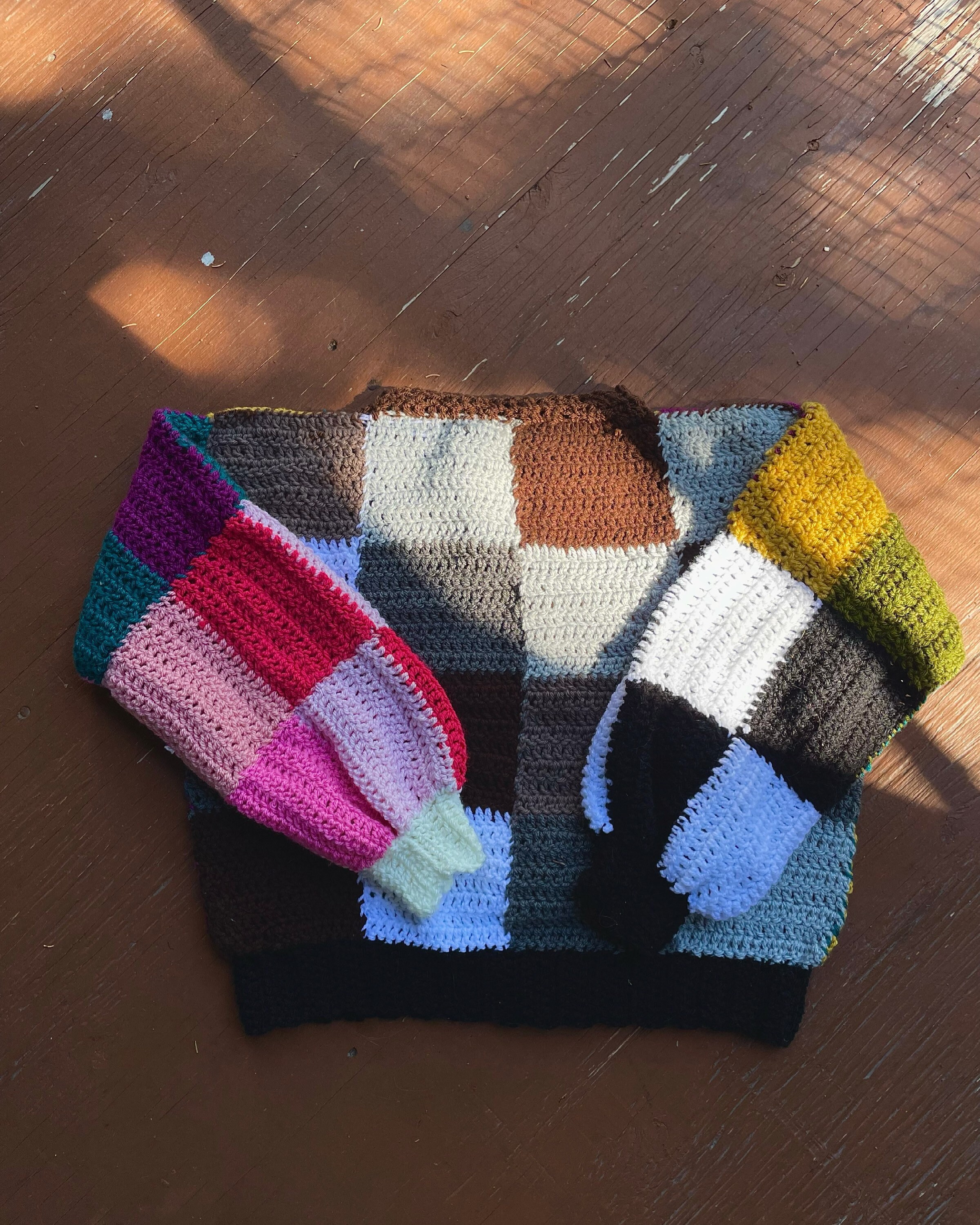 M/L Patchwork Pullover Pullover Gehäkelt - Etsy