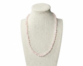 Collar elástico con cuentas de cuarzo rosa de 6 mm – Joyería de cristal curativo, sin cierre.