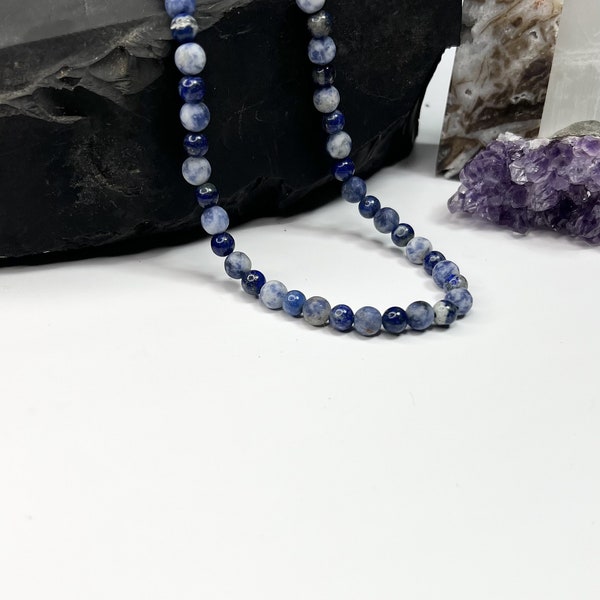 Lapis Lazuli, Matte Brazil Sodalite Beaded Necklace – 6 - 7mm, Spiritual Growth, Peace, Women’s Necklace, Men’s Necklace