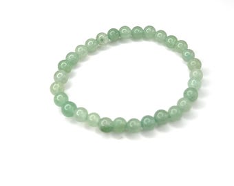 Green Aventurine Beaded Stretch Bracelet 6mm • No Clasp • Luck & Renewal Crystal Jewelry • Handmade